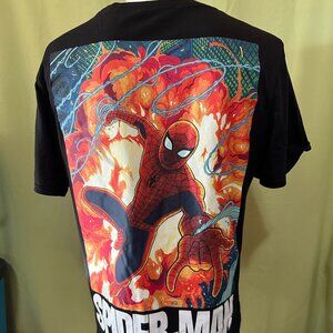 Spider Man Wall Crawler Web Head Men's Black T Shirt Large Cotton Polyester